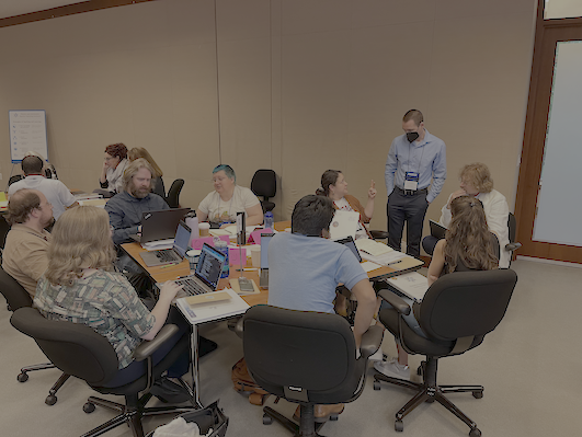 Faculty at the FTI working on an activity